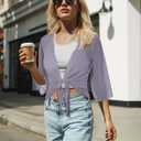 Women's Short Cardigan Bolero Shrug Sheer Tie Front Top 3/4 Sleeve Jacket for Dress S