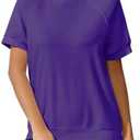 T Shirts for Women Summer Women's Tops Short Sleeve Sweatshirts Casual Basic Tee, (Purple,L)