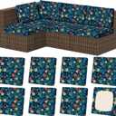 8Pcs Stretch Patio Cushion Covers, Outdoor Couch & Sofa Replacement Slipcovers for Patio Furniture Cushion Covers, Washable Reusable Furniture Protector (Square-large, Tropical Flower)