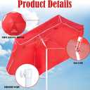 Dansydaisy 1 Pcs Red Lifeguard Beach Umbrella for Sand, 6.6ft Tilt Large Portable Sand Anchor Beach Umbrella UV Protection Adjustable Pole Outdoor Sunshade for Pool Patio