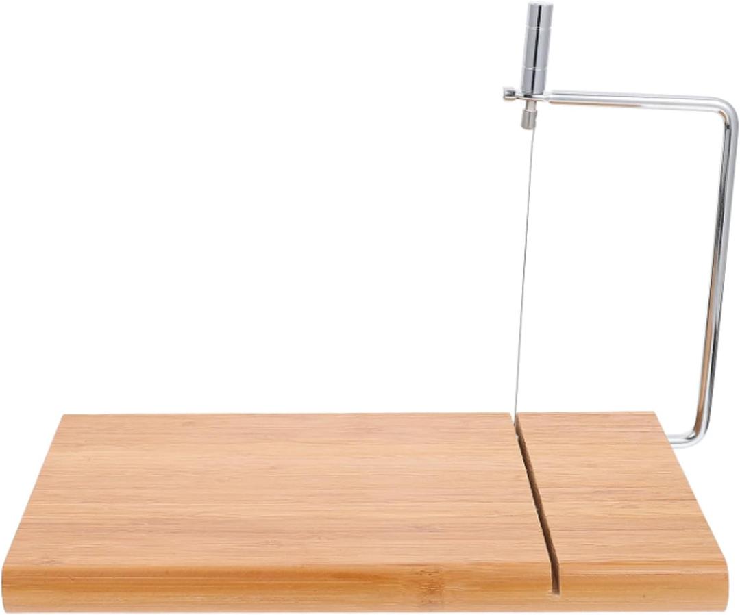 Cheese Board with Slicer Cheese Slicer Scraper Heavy Duty Divider Device Bamboo Wooden Block Small Tools Portable Butter  9 ½" x 6" x ⅞"