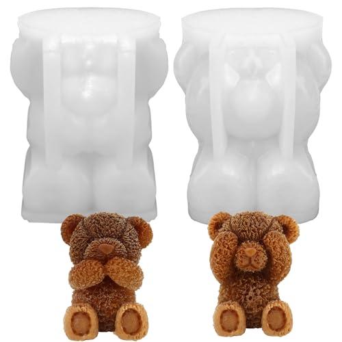 Set of 2 Bear Silicone Molds, 2 Bears Silicone Candle Molds for Party Chocolate, Suitable fit for Resin DIY