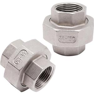304 Stainless Steel Pipe Fittings Union 3/4" NPT Female to Female 2pcs