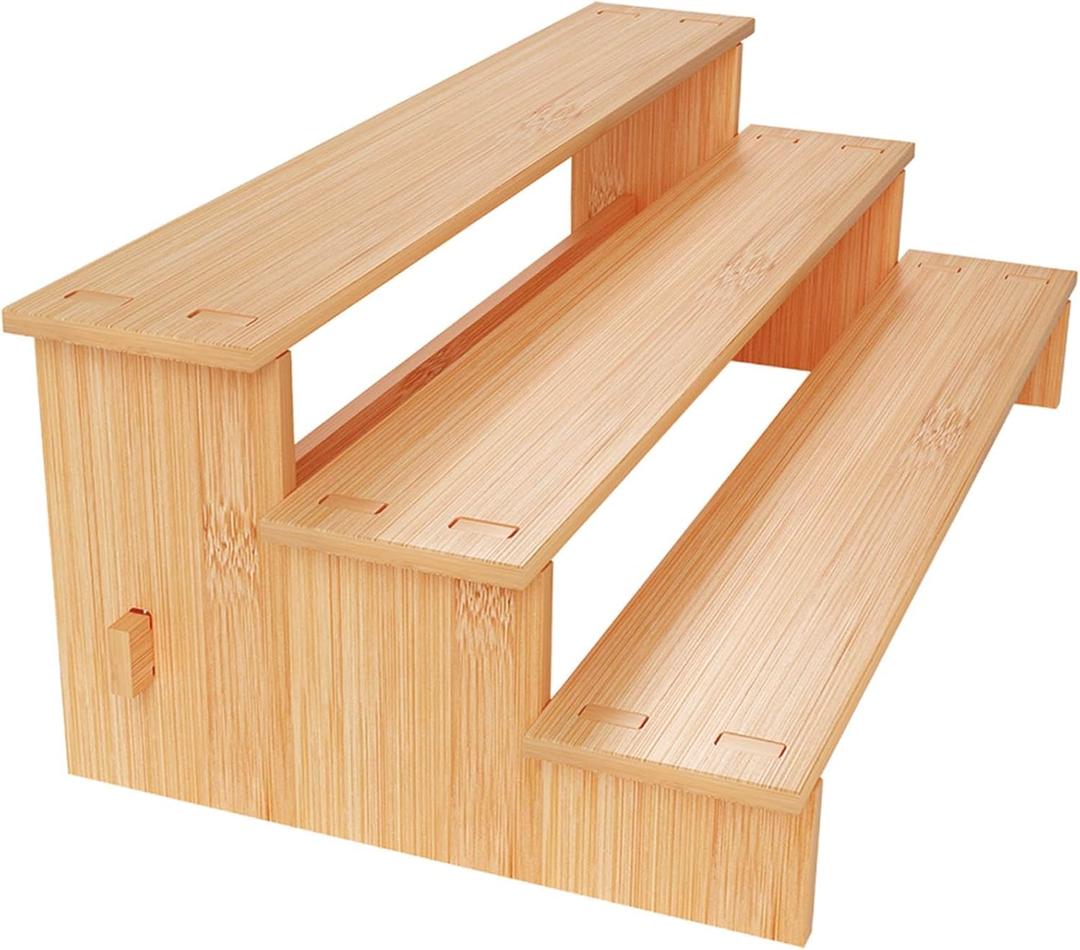 JinDoWin 3 Tiered Spice Rack Organizer for Cabinet,Spice Organization for Cabinet,Seasoning Organizer,Spice Shelf and Spice Organizer for Cabinet,Pantry Organizers and Storage (1 Pack, Medium)