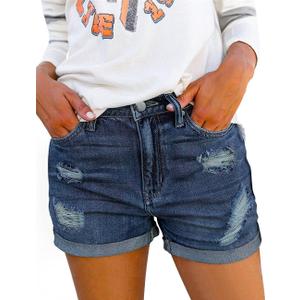 MODARANI Denim Shorts for Women Distressed Jean Shorts Ripped Summer Hot Short (Blue, S)