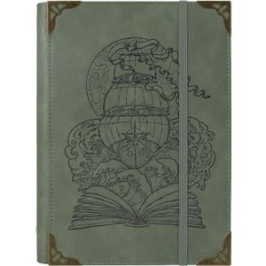 TIEFOSSI A5 Binder 6 Ring Notebook for Women Men, Hardcover PU Leather Journal, Vintage Ship Journal, College Ruled Notebook for School, Planner, Travel, Work, Organizer (B-Bean Green)