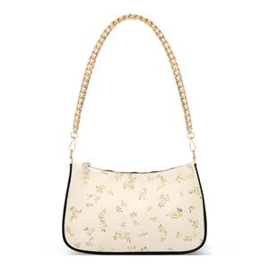 Shoulder Bag for Women Small Yellow Floral Hobo Purse Tote Handbags Small Clutch Purses Underarm Bags with Zipper Closure