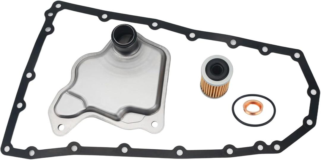 Transmission Oil Pan Gasket Kit Compatible With Nissan Altima Maxima Murano Pathfinder Juke Quest Infiniti QX60 31726-28X0A Complete Set with Pan & Cooler Filter Replaces 31728-29X0D RE0F10D