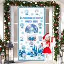 Wiooffen Winter Christmas Door Cover Decoration Classroom Snow Globe Snowflakes Banner Xmas Hanging Decor for Front Door Porch Holiday School Party Supplies (Learning is Snow Much Fun)