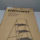 HBTower Step Ladder, Folding Step Stool with Wide Anti-Slip Pedal, Sturdy Steel Ladder, Convenient Handrail, Lightweight, Portable Steel Step Stool (Black)