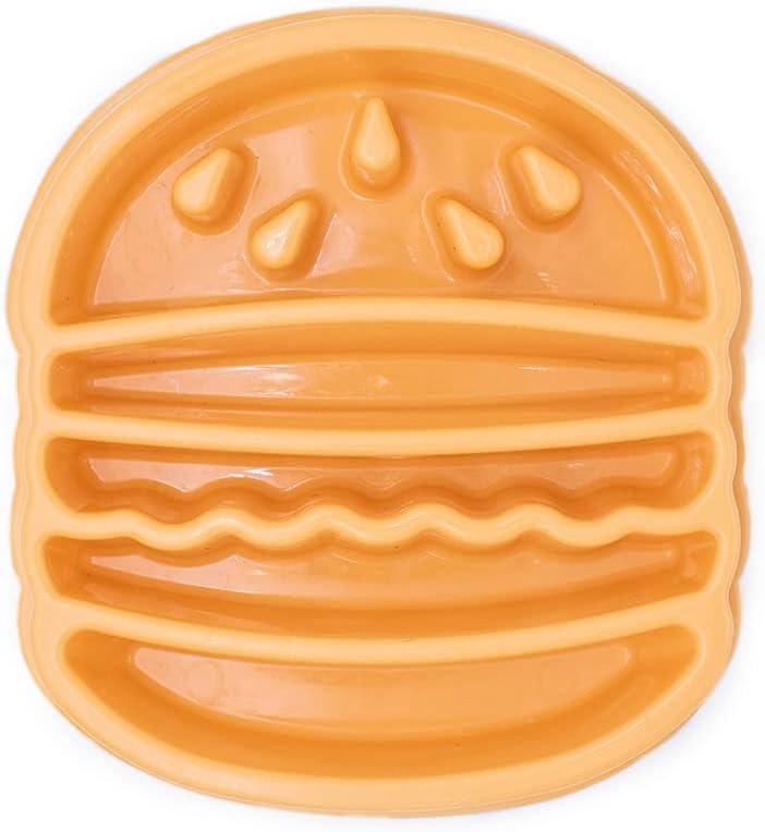 ZippyPaws Happy Bowl - Slow Feeder Dog & Puppy Bowl, Interactive Puzzle Feeder for Small, Medium, & Large Dogs, Up to 10x Slower Eating, Non Slip Base, Holds 4 Cups - Hamburger