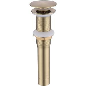 Champagne Gold Bathroom Sink Drain Without Overflow - Pop Up Drain Assembly Kit, Brass/Stainless Steel with Detachable Strainer Basket