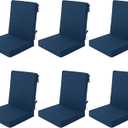 Outdoor Chair Cushions 20x20, Water-Resistant & Fade-Resistant, Patio Furniture Lawn Dining Chair Seat Replacement with High Back, Ties Zipper, Removable Cover, Set of 6, Navy Blue, 20" x 20" 6 Pack