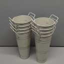 8 Pack 9 Inch Tall Galvanized Flower Bucket, Beige Farmhouse French Flower Bucket with Handle, Rustic Vintage Metal Vases for Flower, Centerpieces, Floral Wedding Arrangements