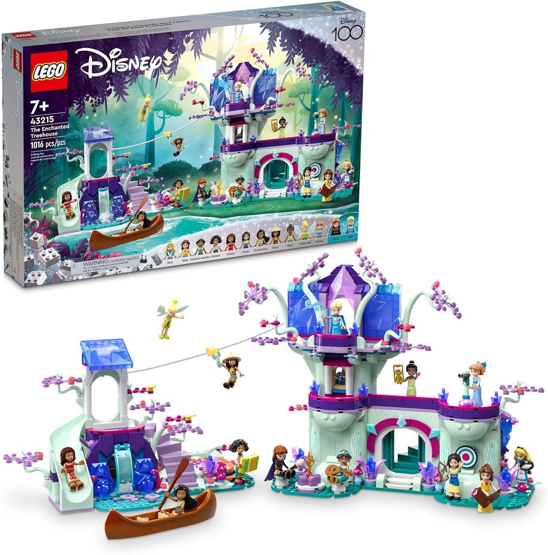 LEGO Disney The Enchanted Treehouse Buildable 2-Level Tree House with 13 Princess Mini-Dolls Including Jasmine, Elsa and Moana, Disney Classic Celebration Gift for Princess Fans Ages 7+, 43215