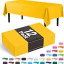 Exquisite 12-Pack Premium Plastic Tablecloth 54in. x 108in. Rectangle Table Cover - Yellow