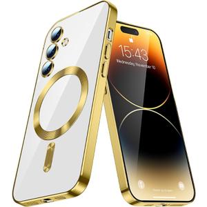Magnetic Case for Samsung Galaxy Note 10, Galaxy Note 10 Clear Case Anti-Yellowing for Woman TPU Camera Lens Protector Shockproof Protective Case for Samsung Note 10 Case Golden CX