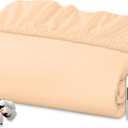 Royale Linens 100% Organic Cotton Fitted Sheet - Percale Weave - Super Soft Deep Pocket Bottom Sheets - Elastic Sheet Twin Size - Twin Fitted Sheets Only - (39"x75"+15", Sand)