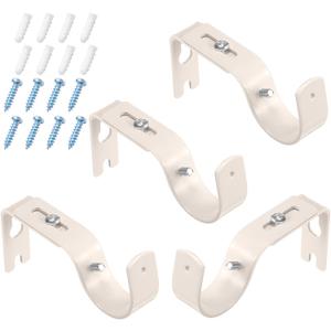Frienda 4 Pcs Curtain Rod Support Brackets Cream Adjustable Curtain Rod Hangers for 1 Inch Diameter General Hardware Holders Wall Bracket Hanger Hooks with Screws (Champagne Color)
