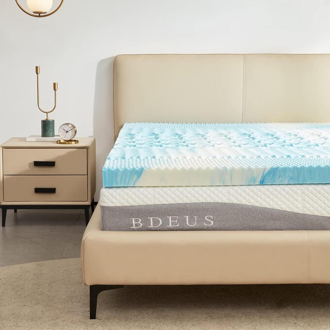 SINWEEK 3 Inch Mattress Topper 5-Zone Memory Foam Mattress Topper Pressure Relief Soft Mattress Pad, CertiPUR-US Certified, Full Size