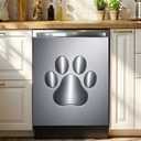 Dishwasher Magnet Cover Stainless Steel, Dog Paw Magnetic Dishwasher Cover for The Front Panel, Refrigerator Magnets Decorative Cover Home Kitchen Decor 23x26 Inch