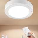 SURAIELEC Rechargeable Ceiling Light with Wall Switch, 8000mAh Battery Ceiling Light Indoor, Wall Switch Remote or Motion Sensor, 6500K 300LM, Battery Lights No Wiring for Shed, Pantry, Closet, 1-Pack