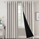 H.VERSAILTEX 100% Blackout Curtains for Bedroom with Black Liner Full Room Darkening Curtains 84 Inch Long Thermal Insulated Back Tab/Rod Pocket Window Drapes for Living Room, 2 Panels, Pumice Stone