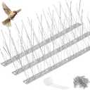Bird Spikes Outdoor Use Bird Deterrent Spikes with Stainless Steel Base for Small Bird Pigeons Crows and Woodpeckers Fence Roof and Wall (3ft /3 Strips)