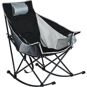 SUNNYFEEL Rocking Camping Chair with Headrest, Heavy Duty Support 500LBS
Oversized Folding Rocker Camping Chairs for Adults, High Back Padded Lawn Recliner with Side Pocket, Cup Holder & Carry Bag
