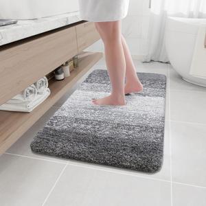Arotive Microfiber Bathroom Rugs, Shaggy Soft and Absorbent Bath Rug, Non-Slip, Thick Plush Machine Washable Dry Bath Mats for Bathroom, Tub and Shower, 36x24, Grey