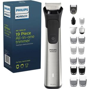 Philips Multigroom 7000 Series 21 Piece Beard Trimmer for Men, Hair & Body Grooming Kit, Precision Trimming Comb with Self-Sharpening Steel Blades, All-in-one Trimmer, Water Resistant