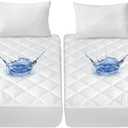 Split California King Mattress Protector Pad for Adjustable Beds, Absorbent Quilted Mattress Pad Topper Cover, Fitted Mattress Protector, Down Alternative Filling Mattress Cover Waterproof