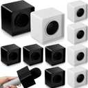 10 Pcs Microphone Flag Station Portable Square Cube ABS Foam Mic Flag Logo Studio Equipment Microphone Accessories for Reporter Host Interview (White, Black)