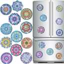 Zonon Classic Mandala 12 Pcs Refrigerator Diamond Painting Magnets Easy Diamond Art Painting Magnetic Stickers Kits Fridge Magnets for Adults DIY Home Decors