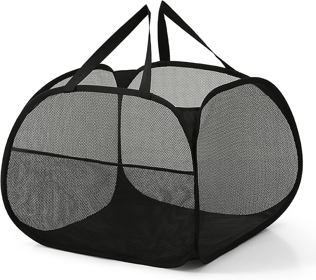 Mesh Laundry Basket,Foldable Mesh Laundry Basket,Simplized Popup Laundry Hamper,90L/24 gallons (black) 