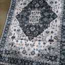 Amearea Vintage Design Area Rugs for Living Room, 4x6 Machine Washable Floral Collection Traditional Bedroom Rug, Low Pile Cute Kids Room Print Carpet, No Slip Office Kitchen Home Decor, Black