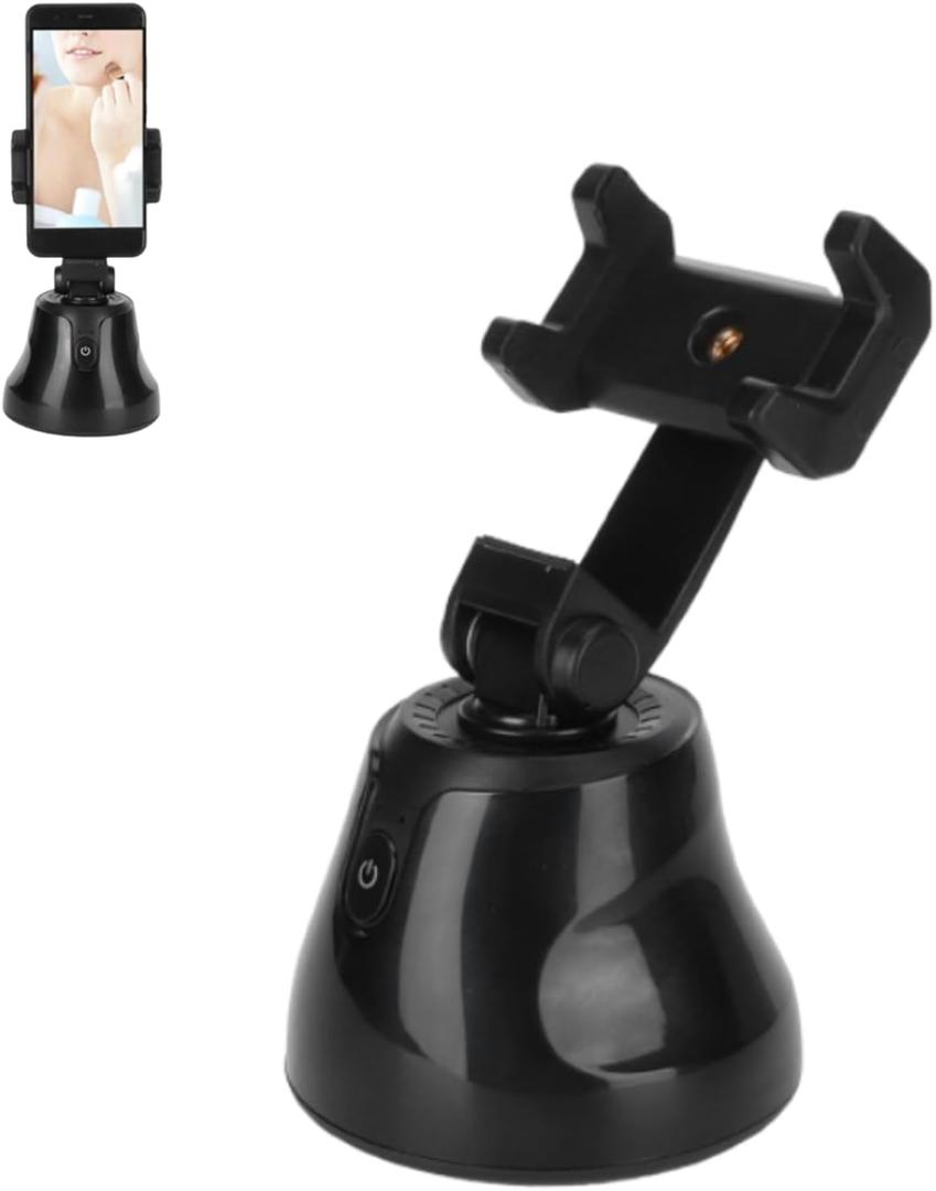 Auto Face Tracking Phone Holder, 360 Rotation Face Body Phone Tracking Tripod Smart Shootings Camera Mount Portable Smart Selfie Stick for Vlog (Black)