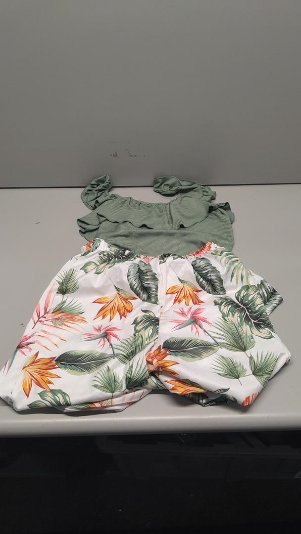 Floerns Girl's Sleeveless Halter Neck Tie Back Tropical Print Boho Summer Dress 13Y