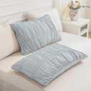 QSH Light Blue Ruched Pillow Shams Standard Size,2 Pack 20"x26" Pillowcases Shabby Boho Chic Decorative Pillow Sham Standard Ultra Soft and Luxury Microfiber Pillow Covers