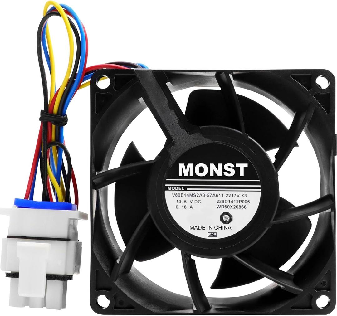 2025 Upgraded OEM WR60X26866 Refrigerator Evaporator Fan Motor, Compatible with GE Refrigerator, Replace V80E14MS2A3-57A611, WR60X10341, WR60X10356, WR60X10357, etc.