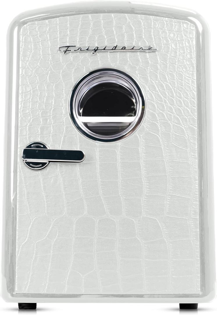Frigidaire 9 can/6l mini personal fridge cooler Crocodile Finish door-W: 7.08" x L: 11.81" X H: 10.04 (White)
