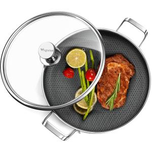 Vegoran Stainless Steel Pan With Cooking Lid,13 Inch Non Stick Frying Pans, PFOA Free, Dishwasher and Oven Safe Cooking Fry Pans (13 INCH PAN)