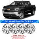 Wheel Skins Compatible with Chevy Silverado 1500; Tahoe; Suburban 2019-2024; 20 inch Premium Wheel Covers; Set of 4 Packs (Chrome)