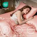 Love's cabin Satin King Sheet Sets - 4 Piece Coral Silky Sheets King Size Bed Set with Deep Pocket, Luxury Silk Feel King Size Satin Sheet Set (1 Flat Sheet,1 Fitted Sheet,2 Pillow Cases)