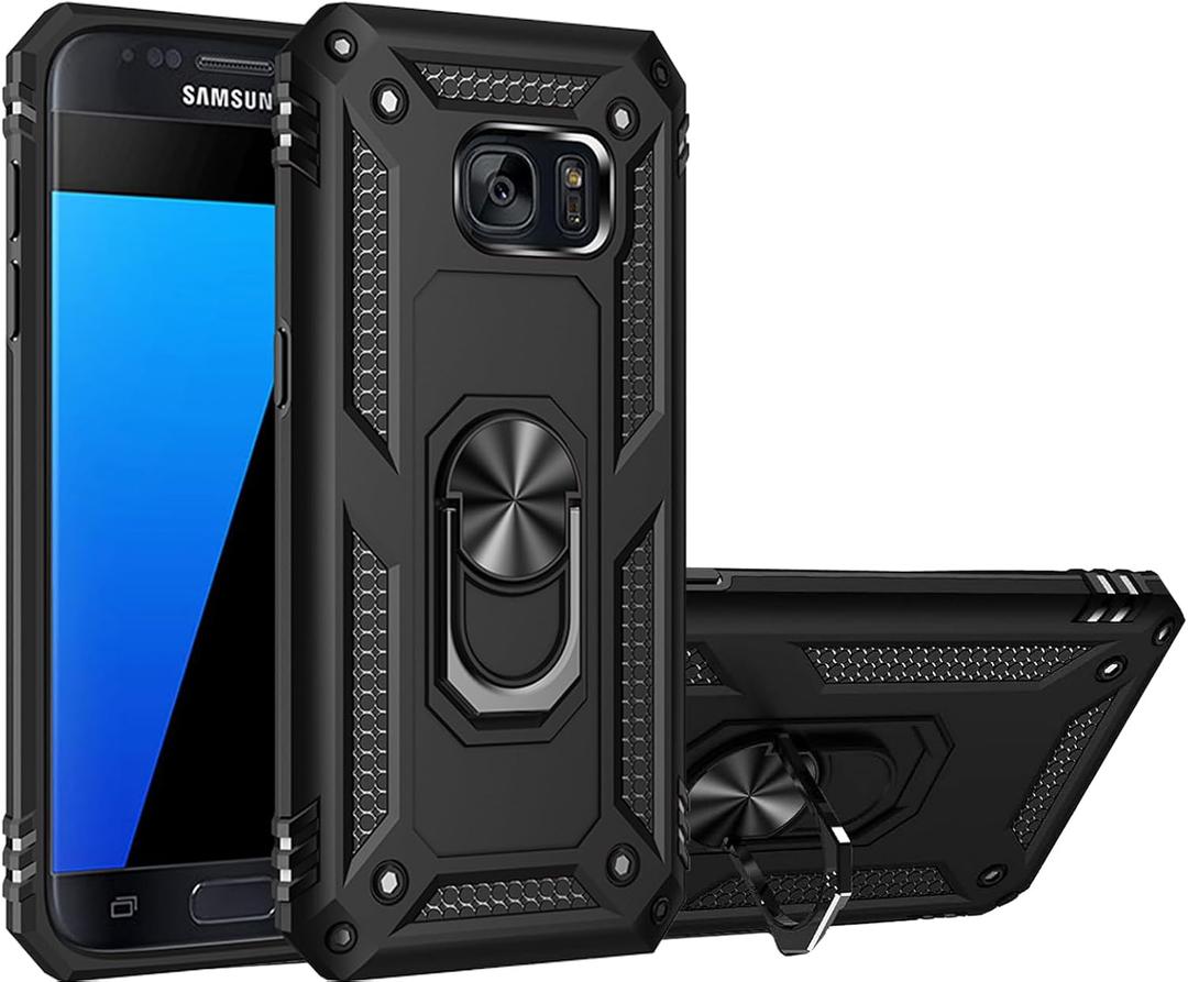 for Samsung Galaxy S7 Case, Dual Layer Protective Heavy Duty Armor Rugged for Galaxy S7 [Military-Grade] ProtectiveMagnetic Kickstand Car Holder Phone Case Black