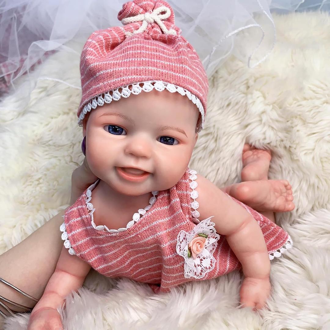 Reborn Silicone Baby Dolls,16 Inch Realistic Full Body Solid Silicone Baby Doll Lifelike Handmade Newborn Girl Dolls