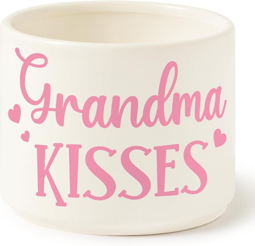 Candy Dish Cauldron, Mother Mini Ceramic Candy Bowl Tiered Tray Decor, Snack Serving Bowl Table Wishes Accents for Mother'Day Party Birthday Home Kitchen Events (Grandma Kiss)
