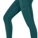 Fengbay High Waist Yoga Pants, Pocket Yoga Pants Tummy Control Workout Running 4 Way Stretch Yoga Leggings (Large, Dark Green)