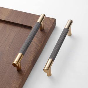 24 Pack 5 Inch 128 mm Bar Cabinet Pulls Gold and Grey Knurled Handles for Brushed Gold Drawer Pulls Cupboard Aluminum Handles