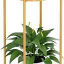 OVICAR Plant Stand Indoor Outdoor - Flower Pot Holder Metal Plant Rack Organizer, 2 Tiers Tall Plant Display Storage Shelf Table For Home Garden Patio Bathroom Office Living Room Balcony Corner (gold)